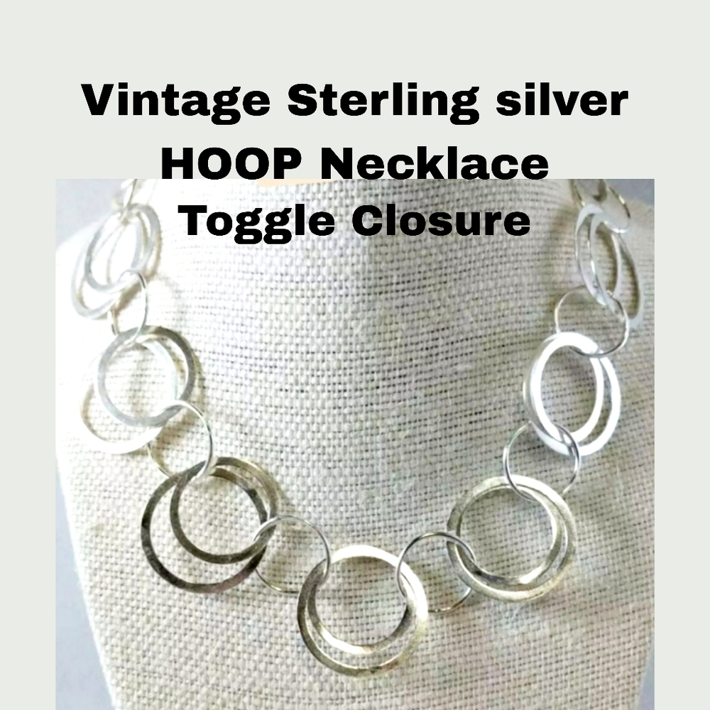 Vintage ST THOMAS hoops Sterling silver 925 toggle necklace 32g sterling silver - Picture 6 of 16